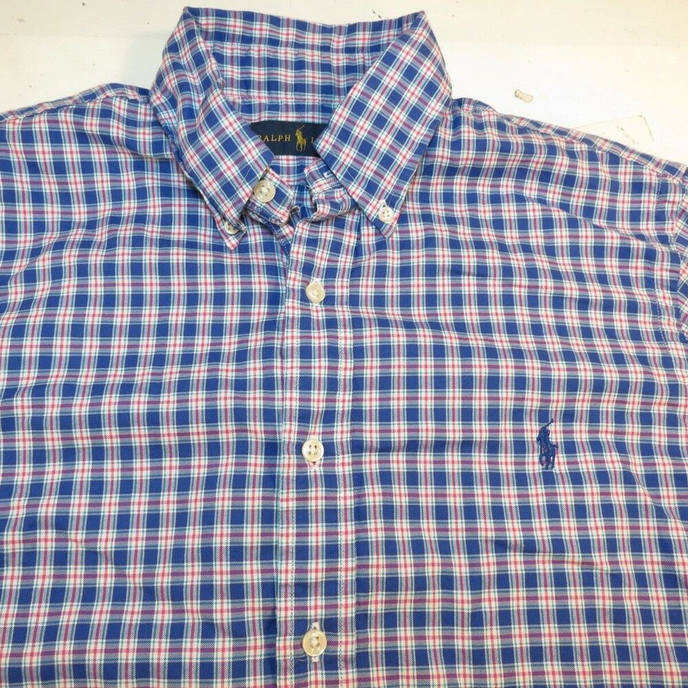 RALPH LAUREN POLO Long Sleeve Casual SHIRT Mens M Red White & Blue